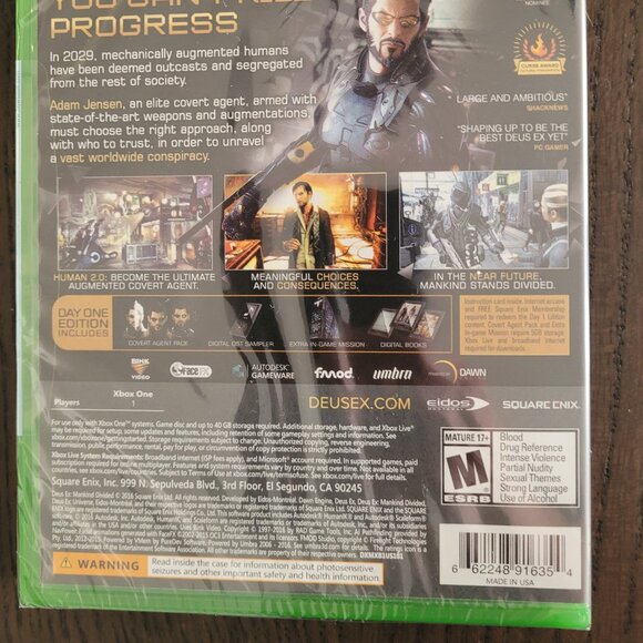 SEALED Deus Ex: Mankind Divided Day One Edition Video Game Disc for Xbox One - Picture 4 of 4